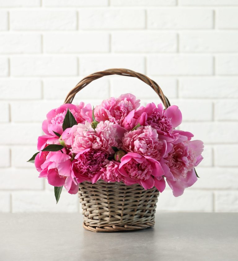 Pink Peony Basket
