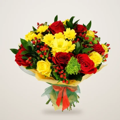 Red and Yellow Mixed Bouquet - flowers delivered in Dubai | 800petals